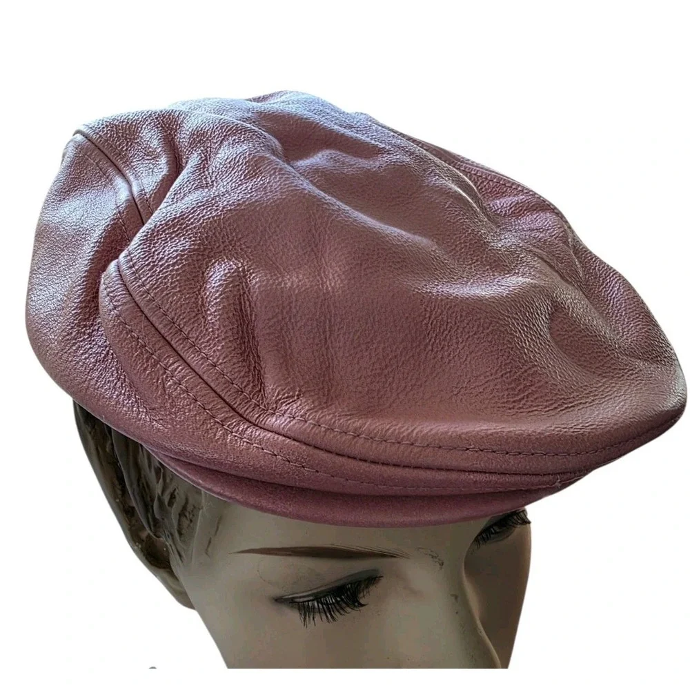 Harley-Davidson Pink Leather Hat Cap Fedora Embroidered Winged Crest Logo Small